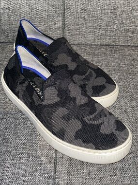 Rothy's Women's Slip-On Camo Knit Sneakers - Black & Gray
